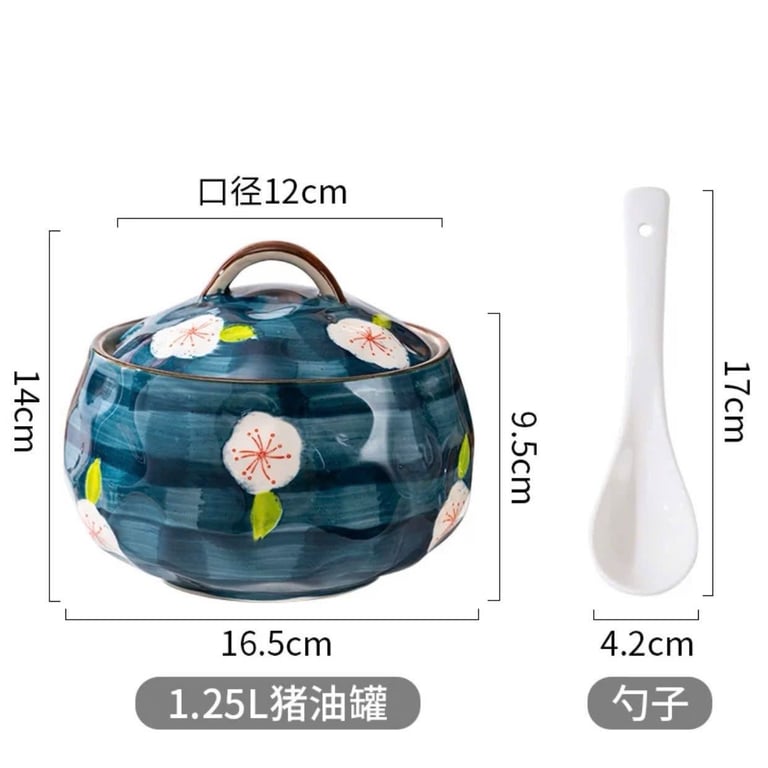 Liễn đựng mỡ, đựng gia vị 400ml/650ml/1250ml