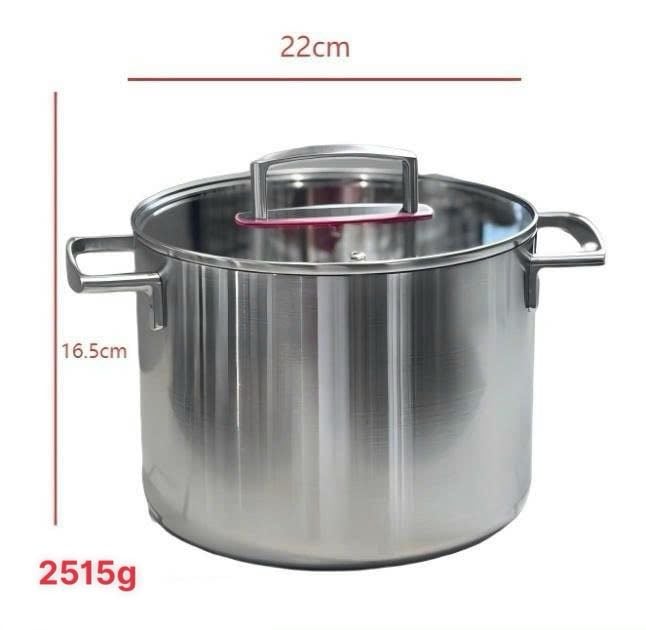 Nồi thành cao nhám mờ nắp viền đỏ 22cm inox18/10 - S363
