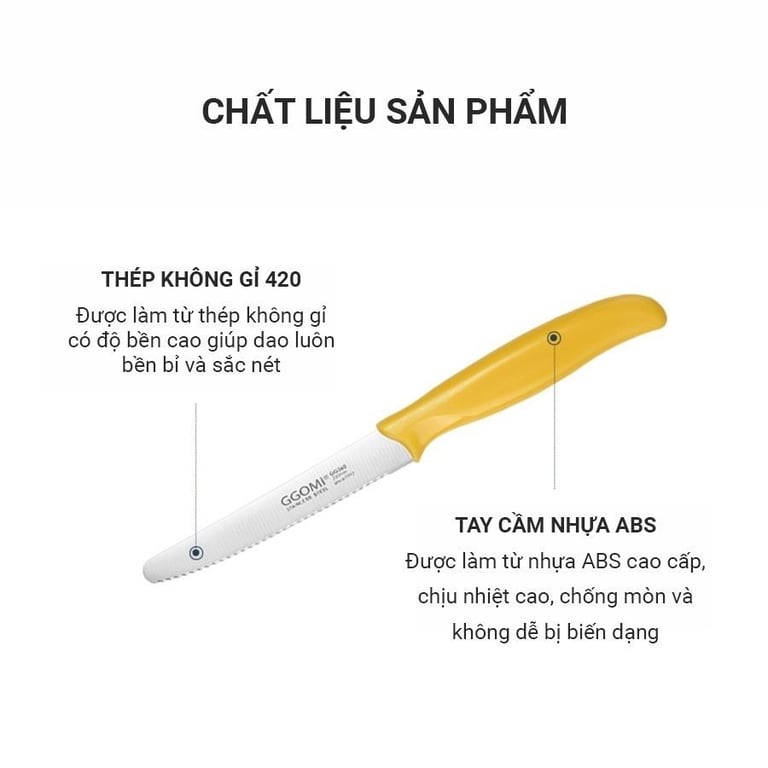 Dao gọt răng cưa GGOMI GG360 Hàn Quốc Dài 22cm