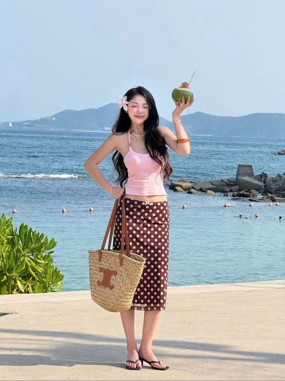 Set đi biển hồng 2 dây