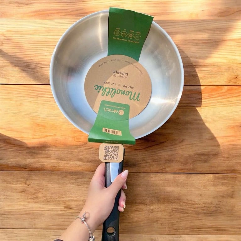 CHẢO XÀO INOX ELMICH TRIMAX ĐÁY LIỀN CÁN NHỰA SÂU LÒNG