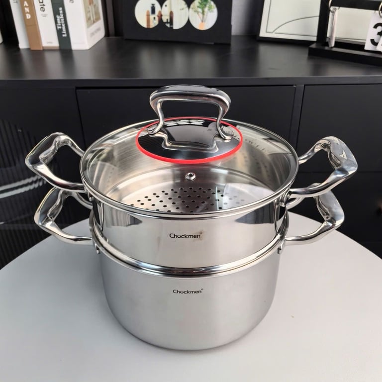 Bộ nồi kèm xửng hấp mẫu mới 2 tầng Chockmen - 22cm - CKM889