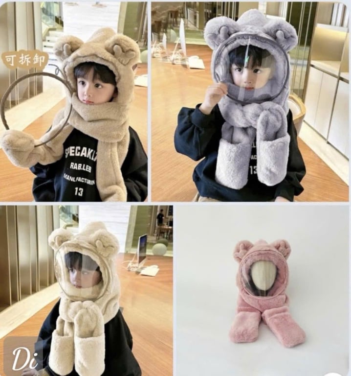 Mũ Tai gấu chữ M 944 kèm kính cho Trẻ Em từ 3-12 tuổi,