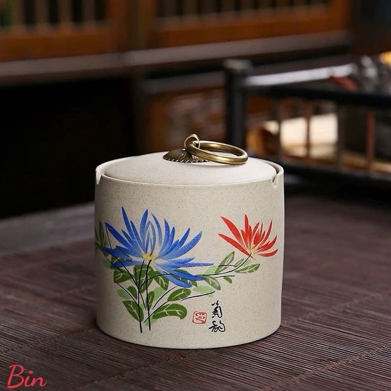 Gạt Tàn Thuốc Lá Bằng Gốm Tử Sa Hoạ tiết Hoa Lá Cổ Điển