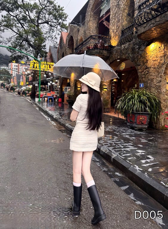D005- váy len Balmain ngắn tay