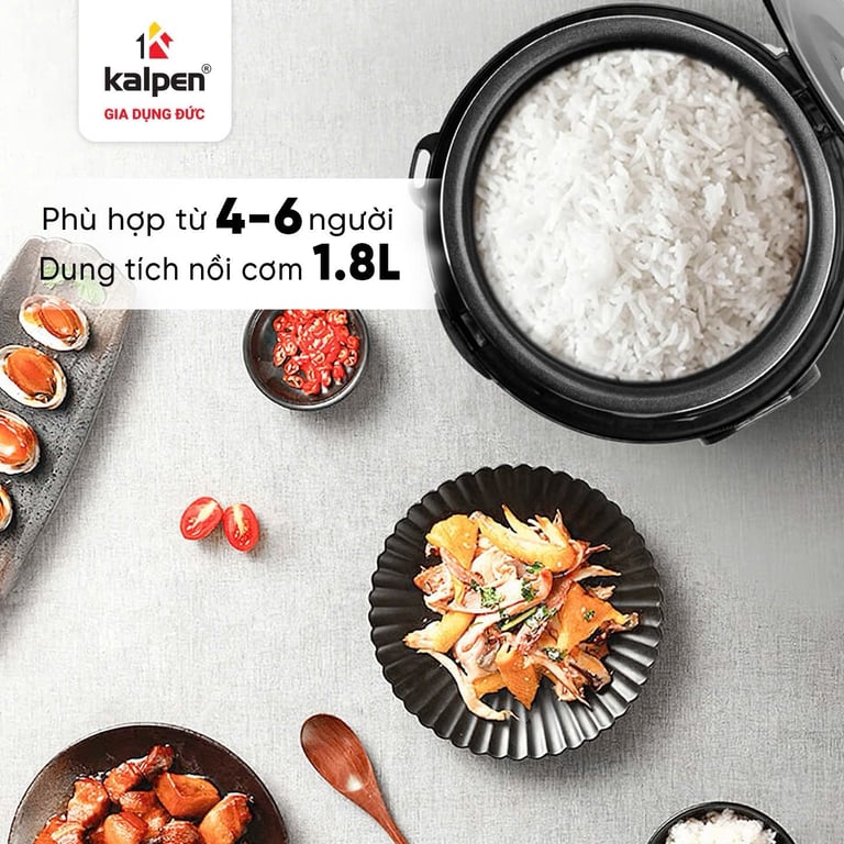 NỒI CƠM ĐIỆN CAO CẤP Ủ ẤM 3D KALPEN R9 DUNG TÍCH 1.8L