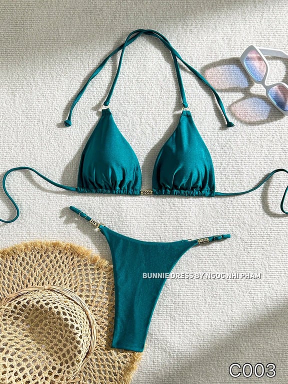 C003- bikini xanh kim tuyến