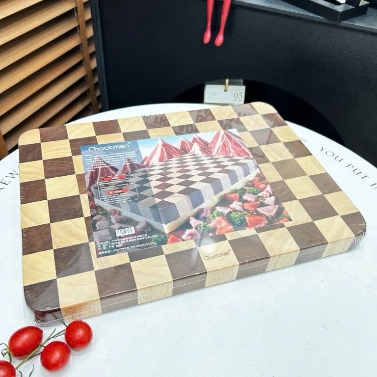 Thớt gỗ Teak hoạ tiết caro Chockmen - CKM256