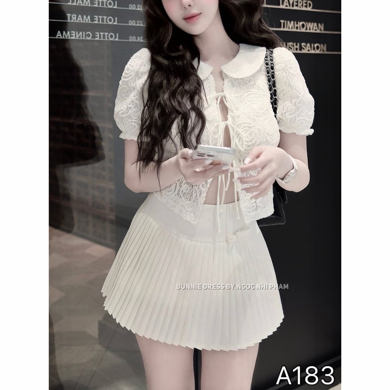 A183- set cv áo cổ bèo buộc nơ MPB