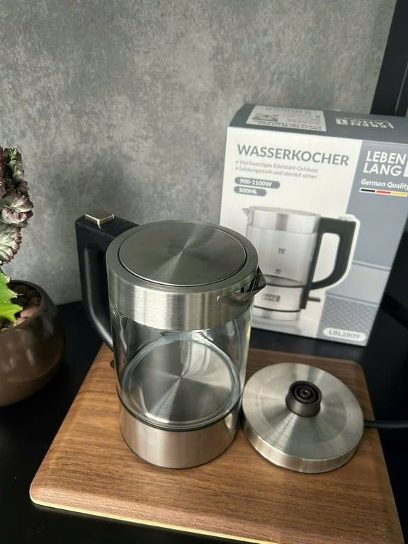 ẤM SIÊU TỐC THUỶ TINH CAO CẤP LEBENLANG 500Ml LBL2809