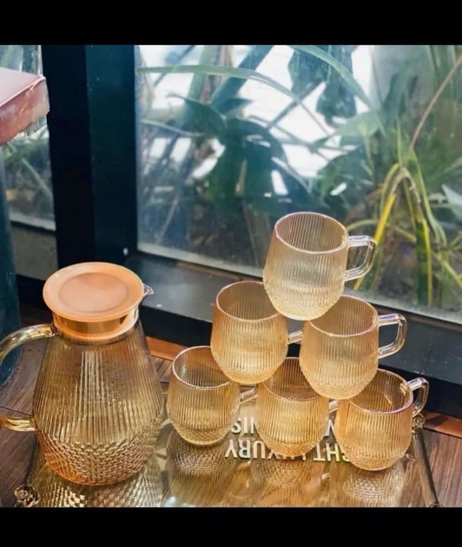 BÌNH VÂN SỌC KIM CƯƠNG 1800ml + 6 CỐC VÂN SỌC KIM CƯƠNG 270ml