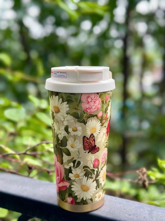 Bình Nước Giữ Nhiệt Inox 316 Mẫu Hoa Hồng 530ml 🌹