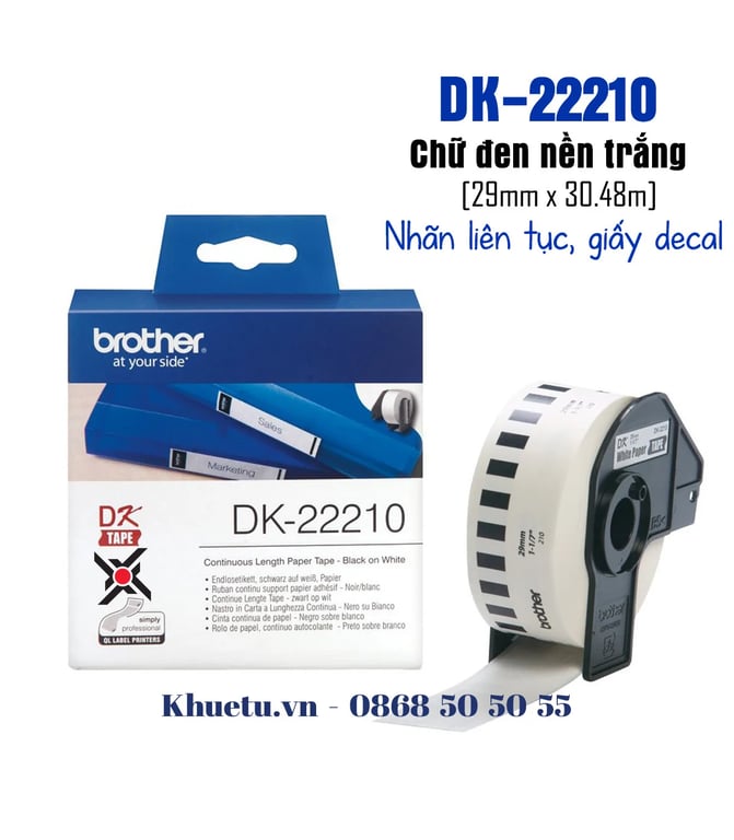 Giấy In Nhãn Chính Hãng Brother 29mm DK-22210