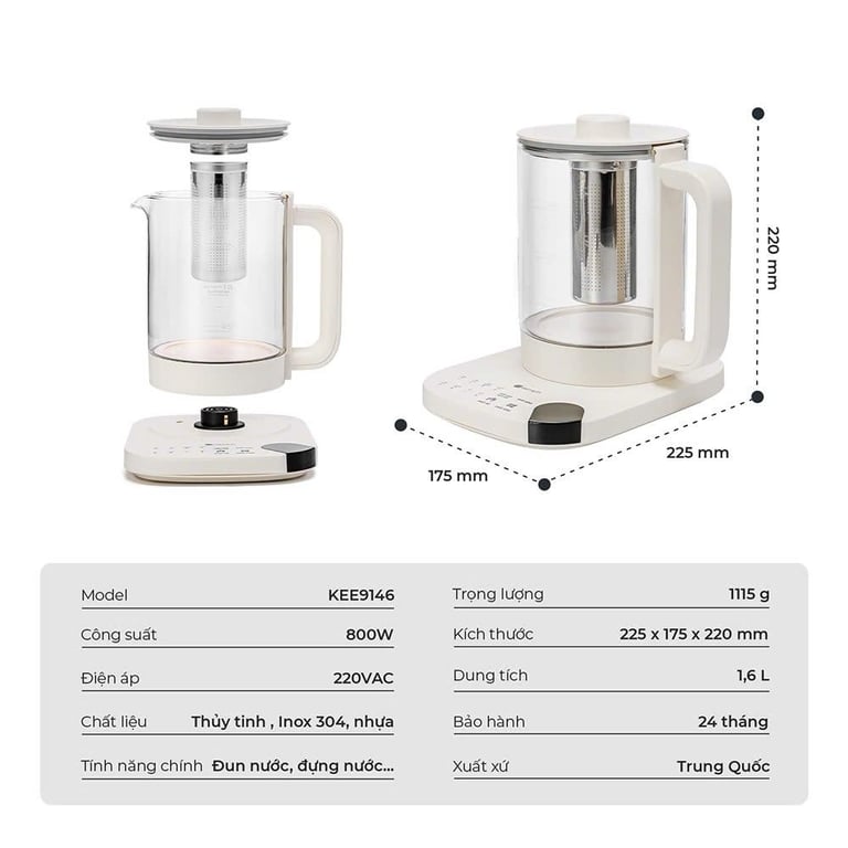 Ấm pha trà đa năng 1.6L Elmich