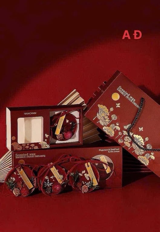set 3 sáp thơm kèm túi xách phiên bản tết