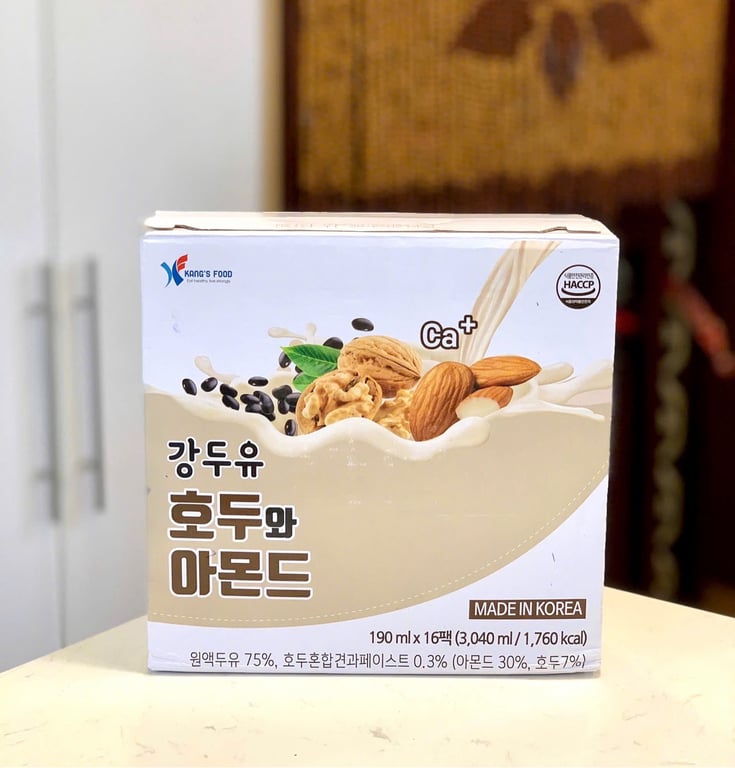 SET 16 HỘP SỮA HẠT ÓC CHÓ HẠNH NHÂN CANXI KC HEALTH HÀN QUỐC 190ML - 119kcal