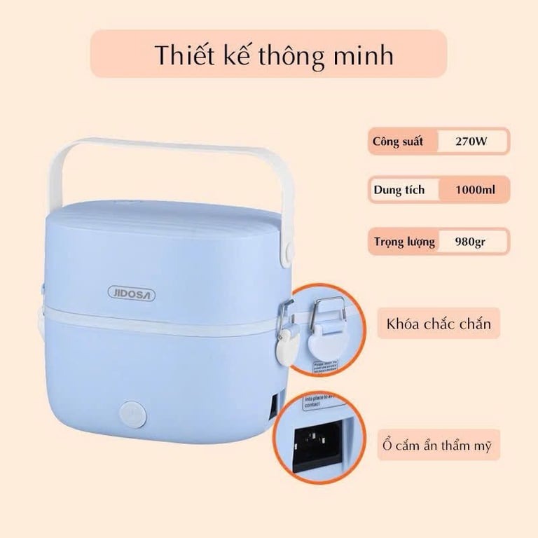 JD8360 - HỘP CƠM ĐIỆN VĂN PHÒNG CAO CẤP JIDOSA 1L 270W