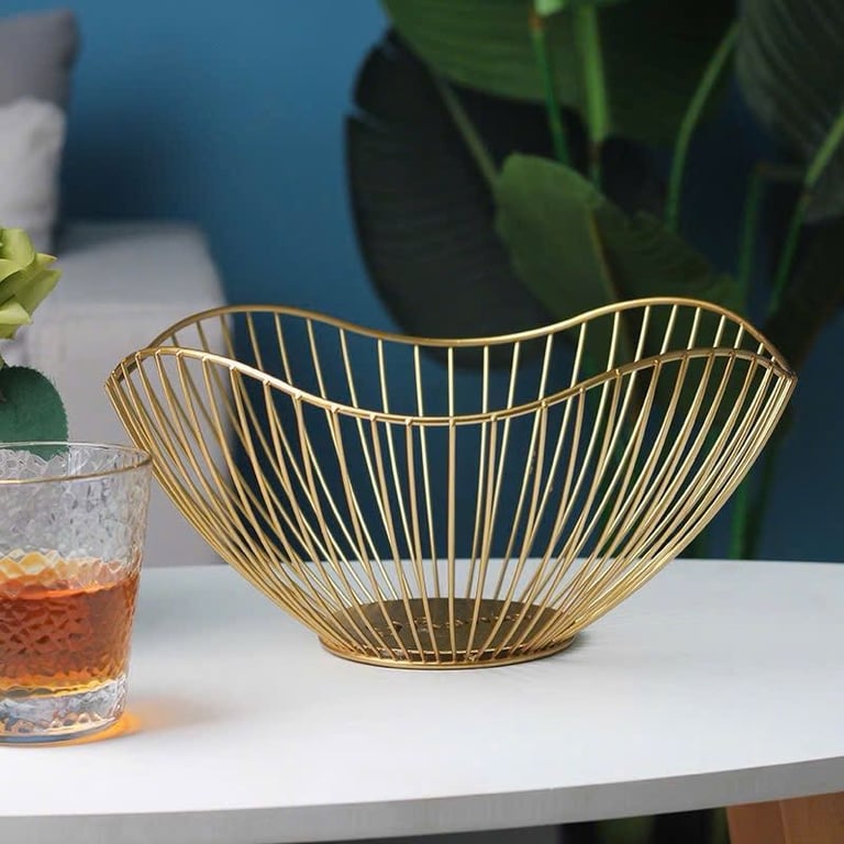 Rổ đựng trái cây sắt hình lá sen giỏ đựng trái cây kim loại phong cách Bắc Âu