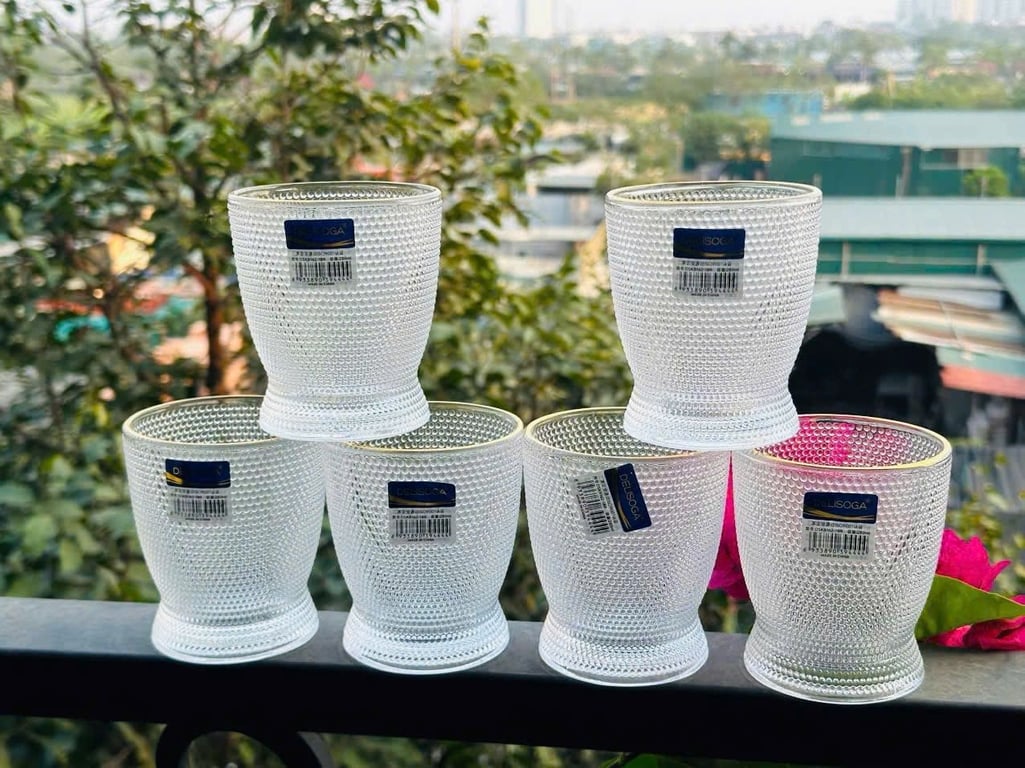 BỘ 6 CỐC THUỶ TINH HOẠ TIẾT CHẤM TRÒN CAO CẤP 280ML