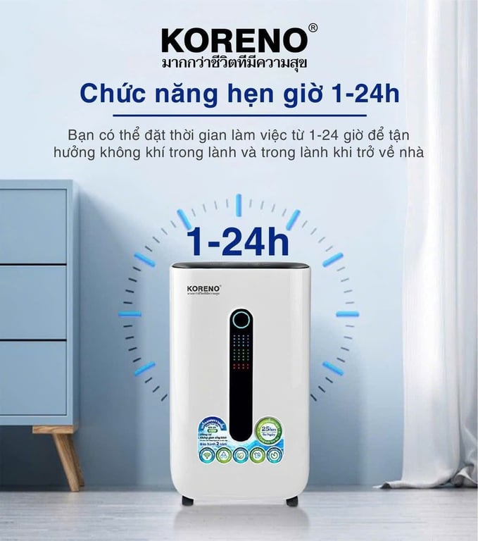 KN25 -  MÁY HÚT ẨM VÀ LỌC KHÔNG KHÍ KORENO 410W