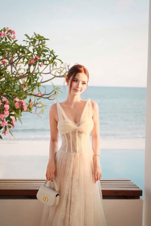 Đầm ren lưới xoắn ngực
