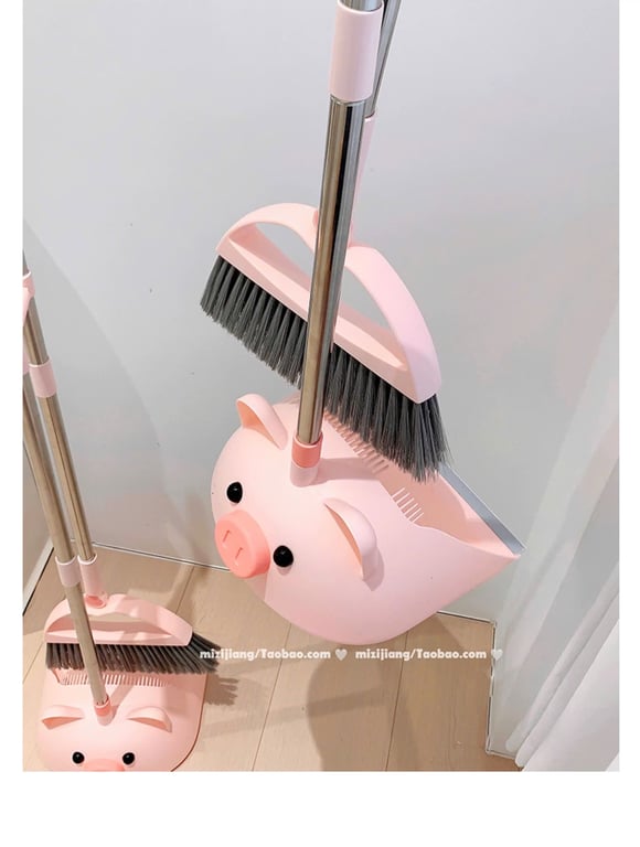 Bộ chổi hót rác heo hồng dễ thương