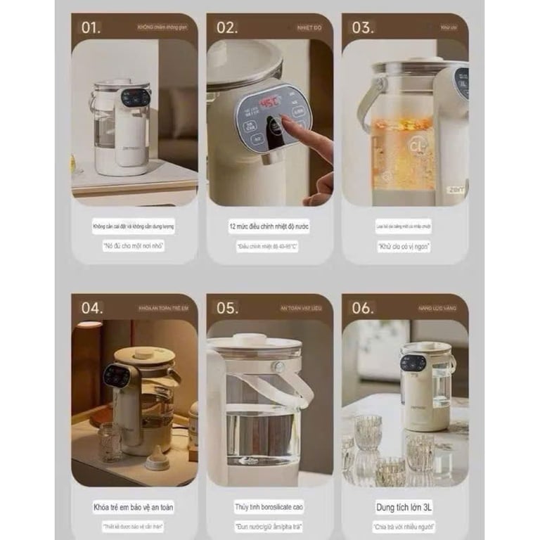 Bình đun nước khử clo, giữ nhiệt giữ ấm suốt cả ngày hãng ZEMKON.