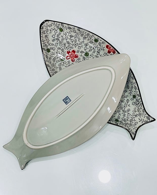 Đĩa cá phong cách Nhật, tráng men sứ