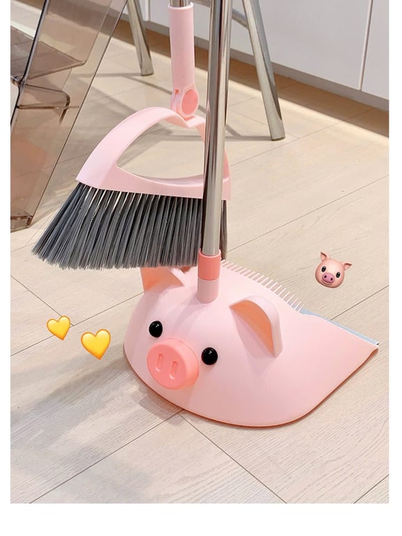 Bộ chổi hót rác heo hồng dễ thương