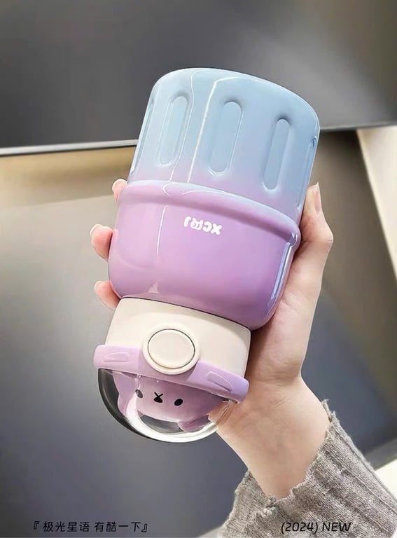 BÌNH GIỮ NHIỆT GẤU KÈM STICKER DÁN CUTE 500ml