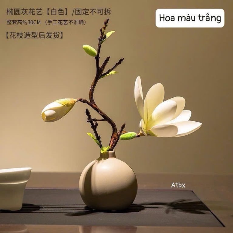 Cành Hoa Mộc Lan Kèm Lọ bằng gốm sứ xinh ơi là xinh