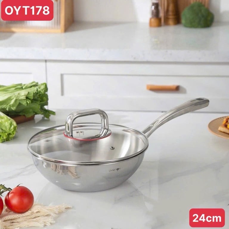 Chảo xào sâu lòng nắp kính Oyatton 24cm - OYT178