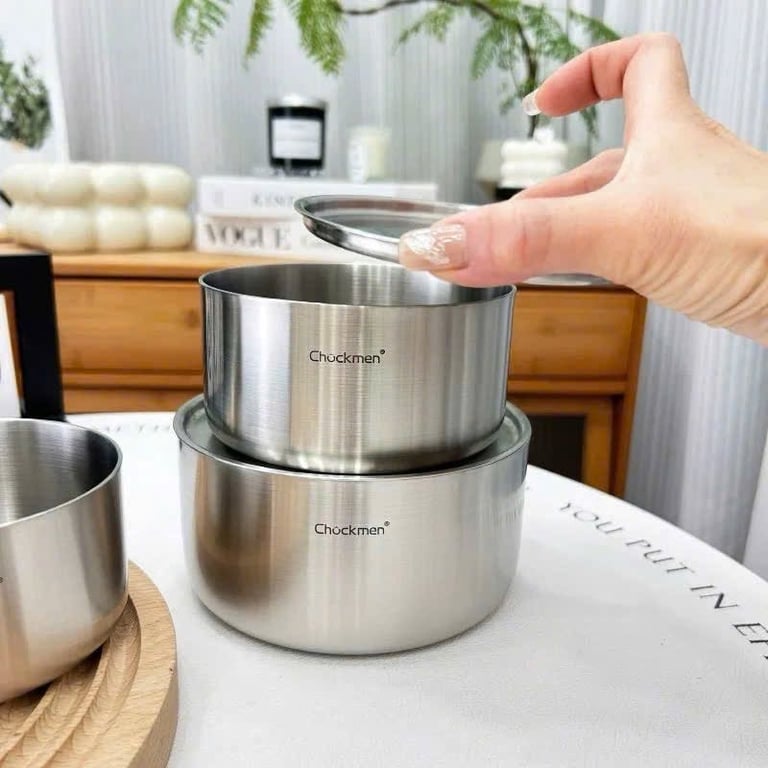 Âu có nắp inox nhà Chockmen size 12cm, 14cm