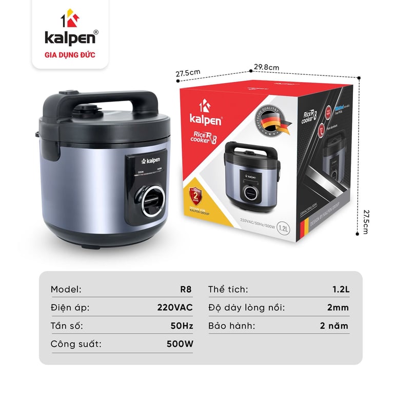NỒI CƠM ĐIỆN CAO CẤP KALPEN R8 DUNG TÍCH 1,2L