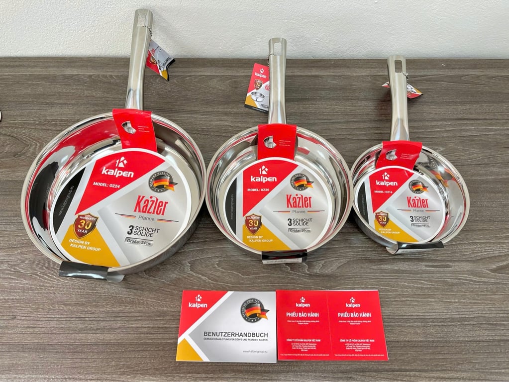 CHẢO INOX 3 LỚP LIỀN KHỐI KALPEN KAZLER 16 20 24CM