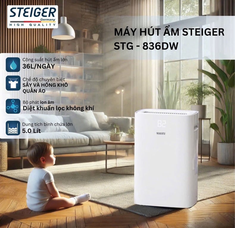 Máy hút ẩm Steiger STG - 836DW