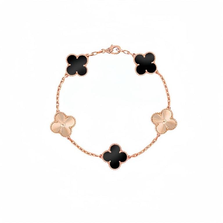 Lắc Vintage Alhambra bracelet 5 motifs Van Cleef & Arpels (Đen Phối Italy)