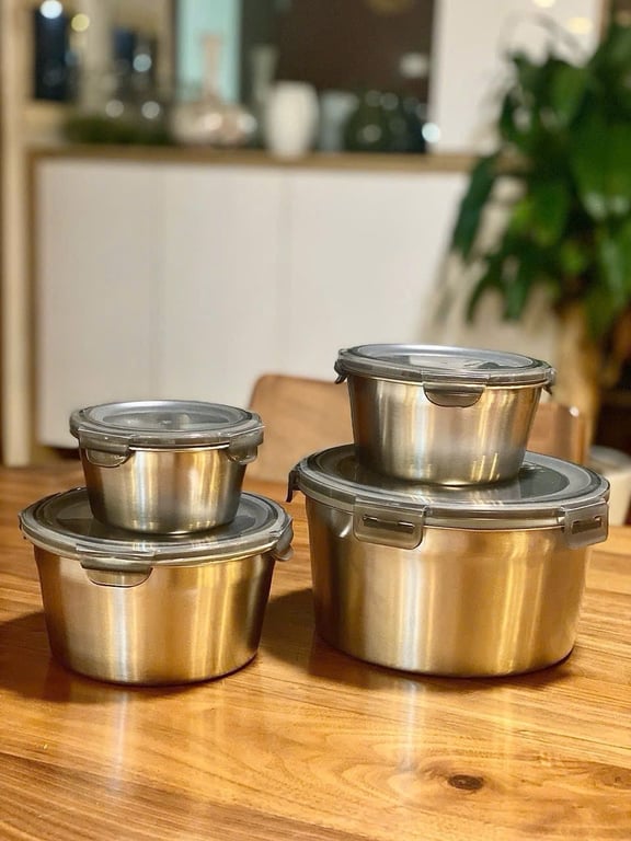 SET 4 HỘP ĐỰNG THỨC ĂN BẰNG INOX 304 CỠ LỚN CÓ NẮP ĐẬY FSB01🥳