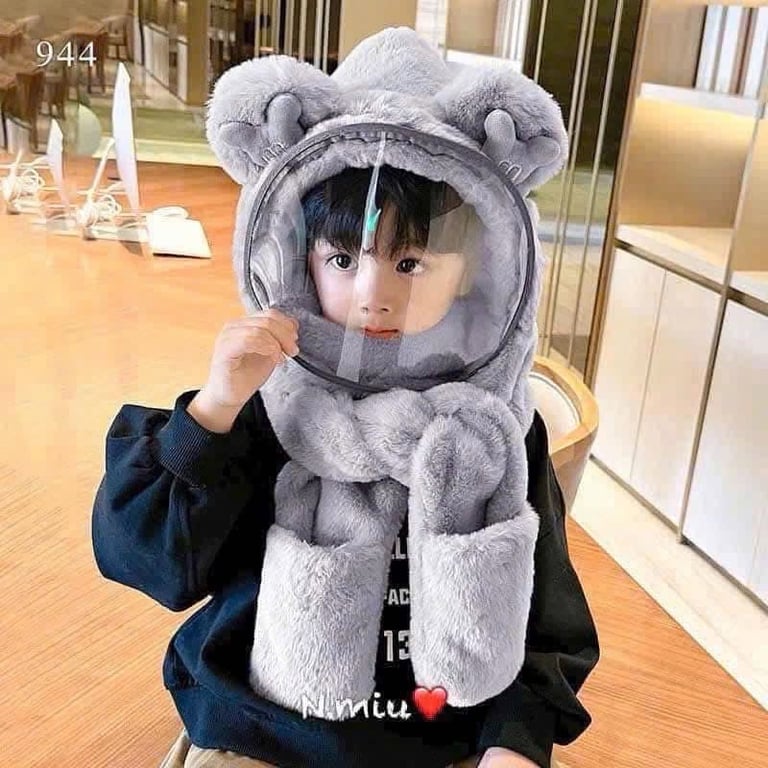 Mũ Tai gấu chữ M 944 kèm kính cho Trẻ Em từ 3-12 tuổi,