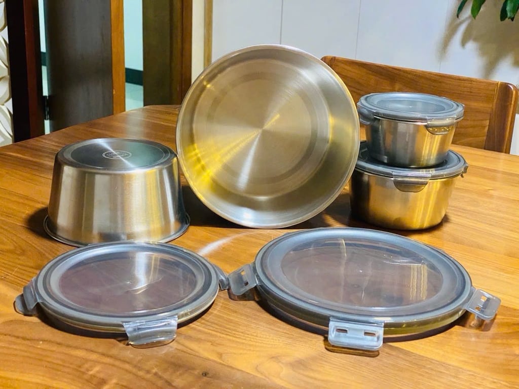 SET 4 HỘP ĐỰNG THỨC ĂN BẰNG INOX 304 CỠ LỚN CÓ NẮP ĐẬY FSB01🥳
