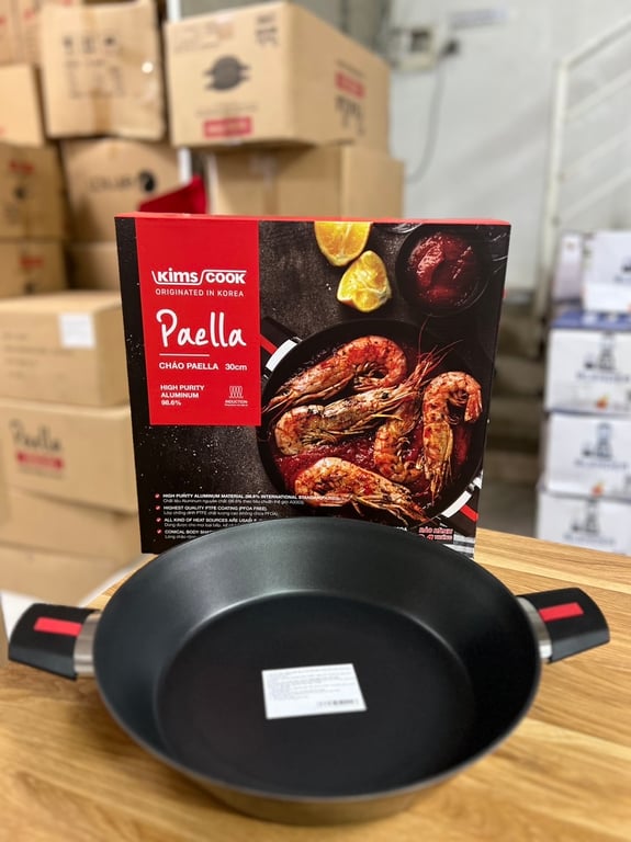 Chảo hợp kim nhôm chống dính 2 quai KIMS COOK Paella 30cm đáy từ