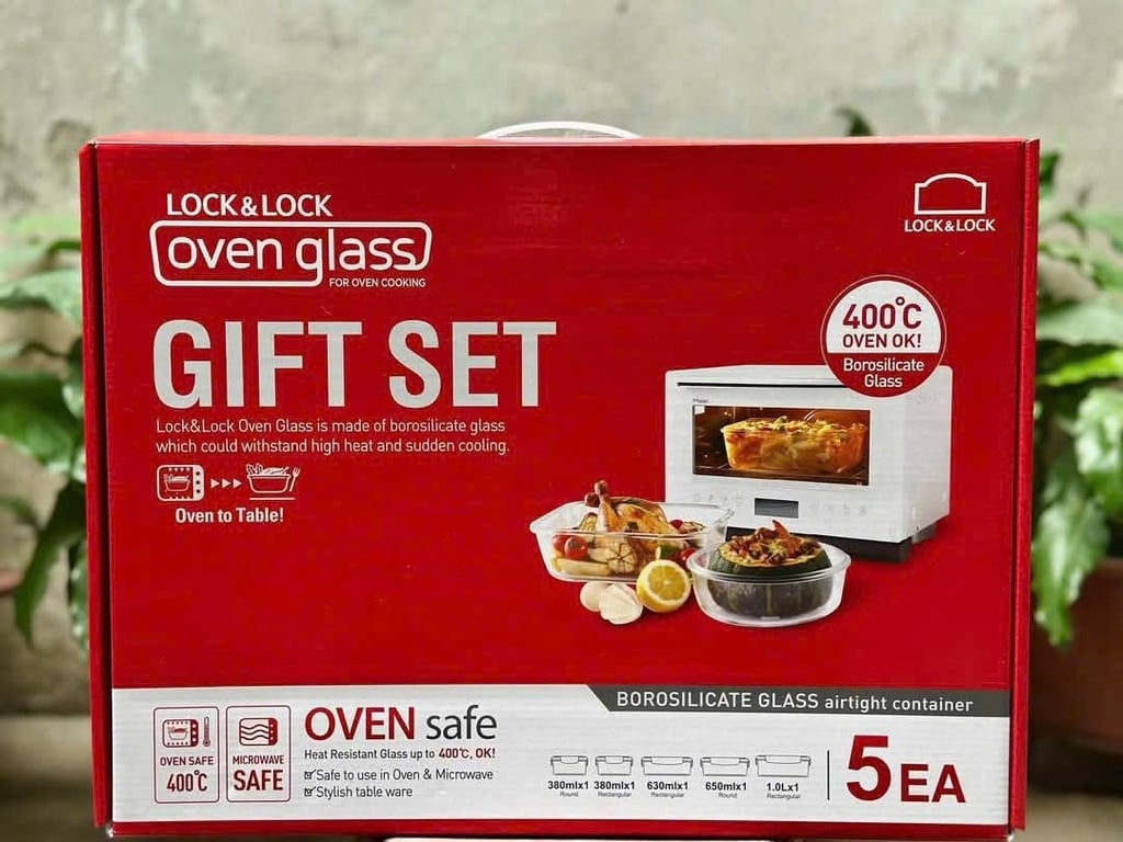 Bộ sản phẩm gồm 5 món thủy tinh cao cấp hàng hiệu chính hãng Lock&Lock Llg445s913