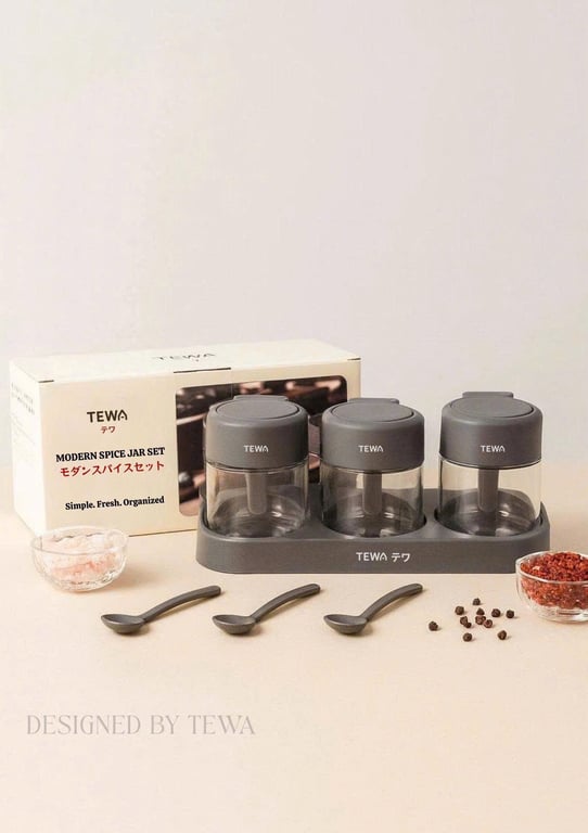 SET 3 LỌ THỦY TINH ĐỰNG GIA VỊ TEWA JAPAN – CAO CẤP & THANH LỊCH