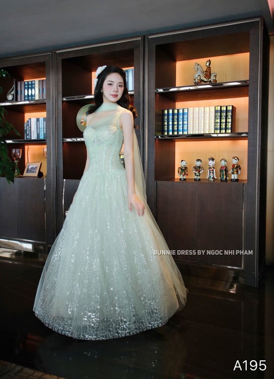 A195- váy lưới kim da 2 màu