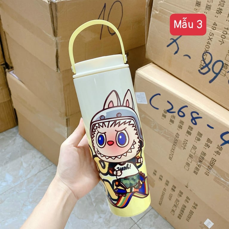 BÌNH GIỮ NHIỆT LABUBU , STITCH , HOẠT HÌNH 900ml xinh xinh yêu yêu