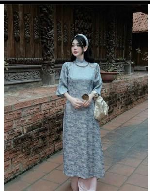 Áo dài xanh dương đậm - AD038