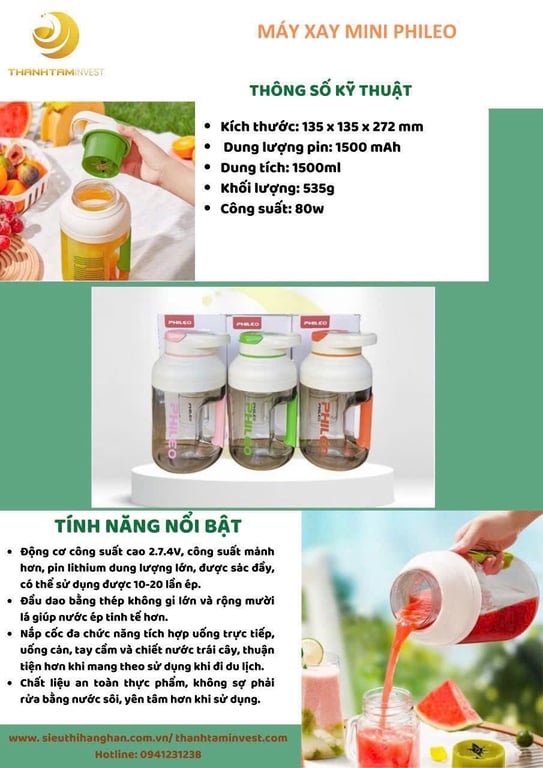 Máy xay mini PHILEO PH-3501 🥑