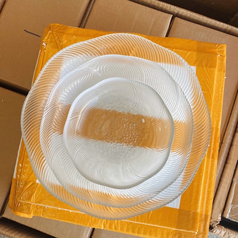 SÉT 3 ĐĨA HOA THUỶ TINH VIỀN BẠC