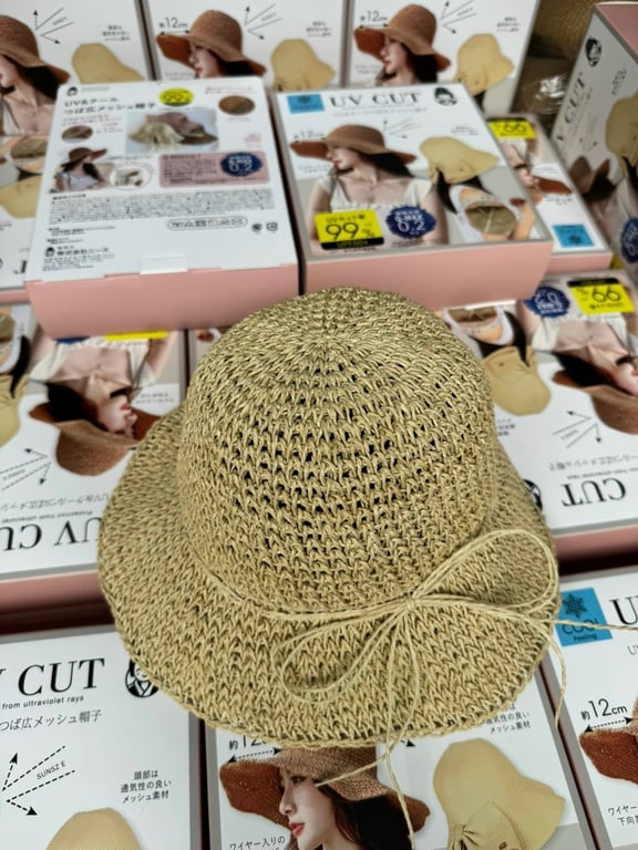 Mũ cói chống nắng Geisha x Uvcut Nhật Bản sang chảnh, chống lại 99% tia UV