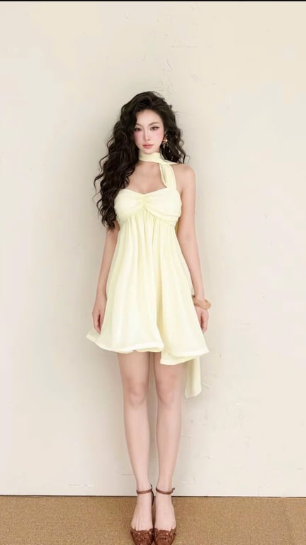 Đầm ngắn vàng chanh
